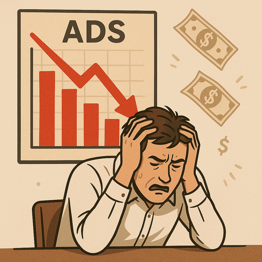 Ilustrasi frustasi dengan hasil marketing digital