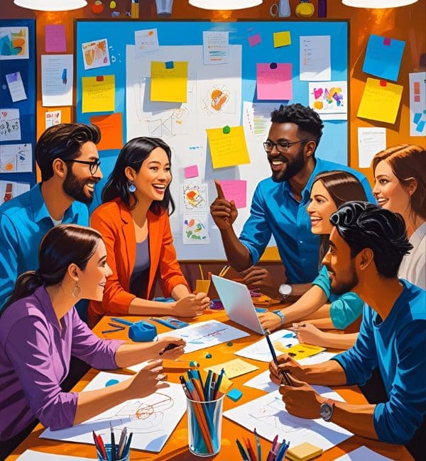 Tim Kami Kreatif sedang berkolaborasi dalam sebuah proyek